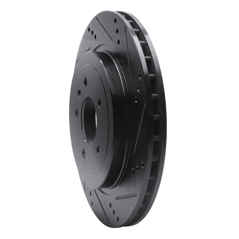 Cadillac CTS Brake Rotor (1) - Rear Right - R1 Concepts - Drilled & Slotted - Black - `05-`11